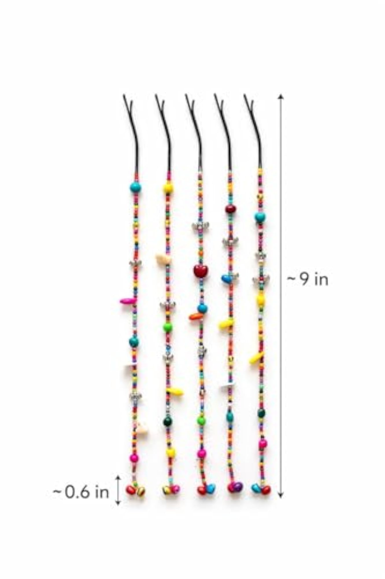 Beaded Hair Extension Strands with Pin Attachment, Set of 4
