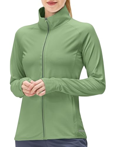 Image of Women's UPF 50+ UV Sun Protection Clothing Long Sleeve Athletic Hiking Shirts Lightweight SPF Zip Up Outdoor Jacket
