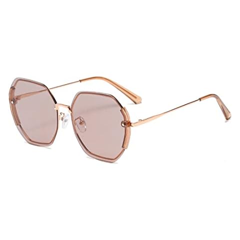 MYSNKU Round Sunglasses for Women Men Retro Octagon Metal Sun Glasses Polygon Polarized Shades (Brown) Cover