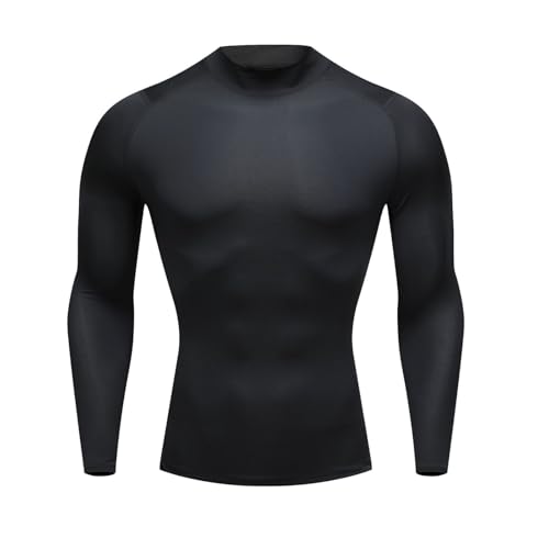 3 Pack Men's UPF 50+ Mock Long Sleeve Compression Shirts, Water Sports Rash Guard Base Layer, Athletic Workout Shirt2