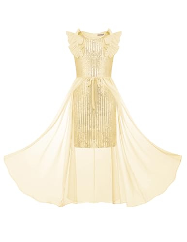 Girls Dresses Size 10-12 Pageant Formal Sequin Dance Dress for Flower Birthday Party Princess Wedding
