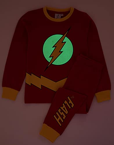 DC Comics The Flash Pyjamas For Boys | Kids Glow In The Dark Superhero Costume | T-Shirt & Legging Bottoms Pjs
