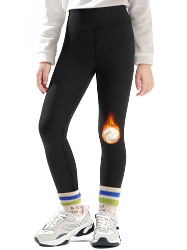 GroYolan Leggings Térmicos para Niña con Forro Polar Cintura Alta, Mallas Elásticas de Invierno 4–15 años