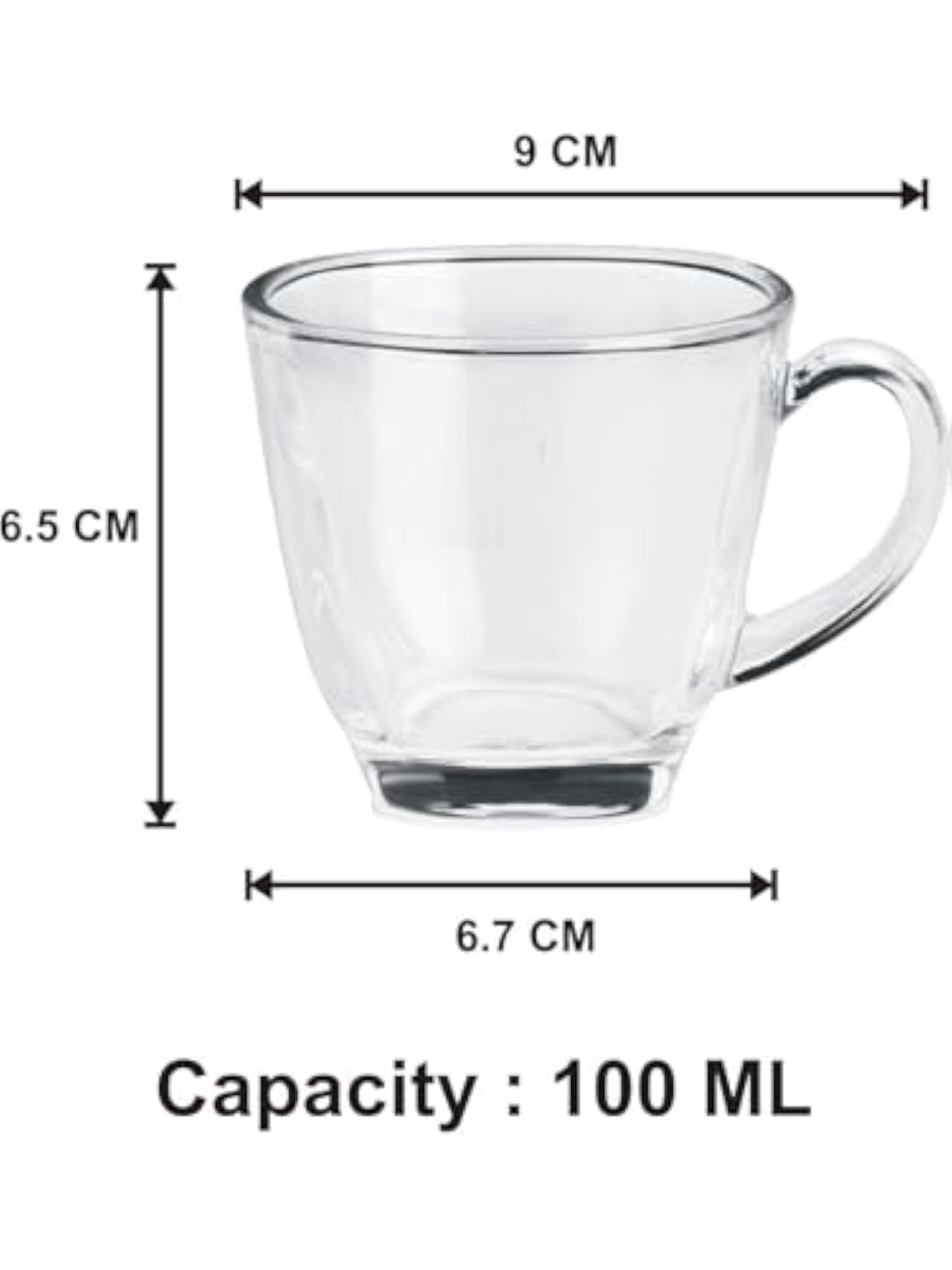 Clear Glass Coffee & Tea Cup/Mug (100 Ml), Pack of 7
