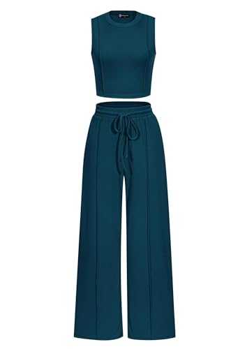 PRETTYGARDEN Women's Summer 2 Piece Loungewear Set Cropped Tank Top