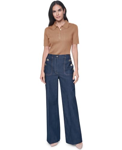 Tommy Hilfiger Women's Short Sleeve Button Placket Polo Sweater, Tobacco, X-Large - image 5