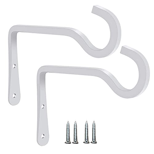 HH-LIFE Lot de 2 Blanc Mural Accroche Crochet muraux avec Vis pour Mangeoires à Oiseaux, Panier de Fleurs Suspendu, Lanternes, Carillons à Vent 15 x 10 cm