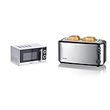 SEVERIN MW 7874 Forno microonde 700 W e potenza grill 900 W, Microonde 20 L con piatto girevole & AT 2509 Tostapane 4 fette Maxi 1400W con griglia, tasto scongelamento