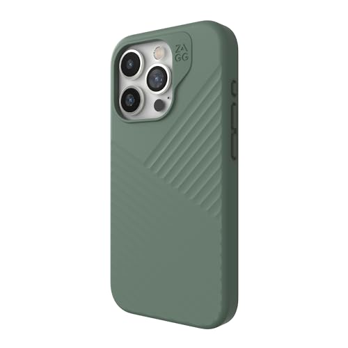 ZAGG Denali Snap iPhone 15 Pro Case - Drop Protection (16ft/5m), Dual Layer Textured Cell Phone Case, No-Slip Design, MagSafe Phone Case, Moss Green