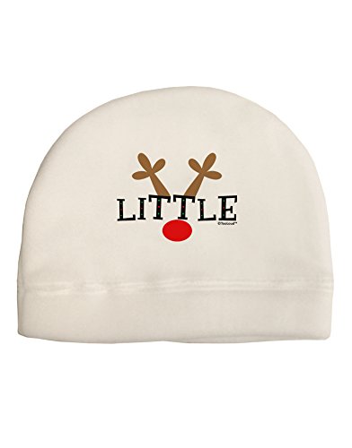 TOOLOUD Matching Family Christmas Design - Reindeer - Little Child Fleece Beanie Cap Hat White