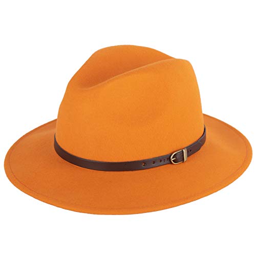 Wool Fedora Felt Trilby Hat (Orange, 55 cm) Cover