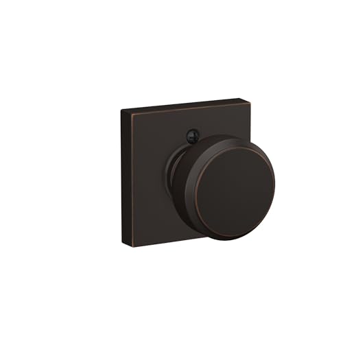 Image of Schlage F170 BWE 716 COL Broadway Lever with Collins Trim Non-Turning Dummy Door Handle, Aged Bronze