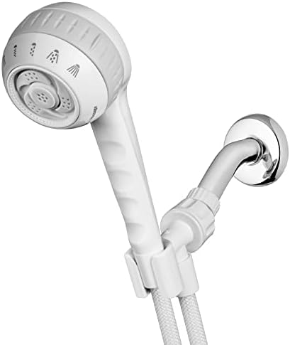 Waterpik Original Massage Shower Head Handheld Spray with 5-Foot Hose, Includes Massaging Sprays and 6 Modes, DIY Easy Installation, 1.8 GPM, White, SM-651E