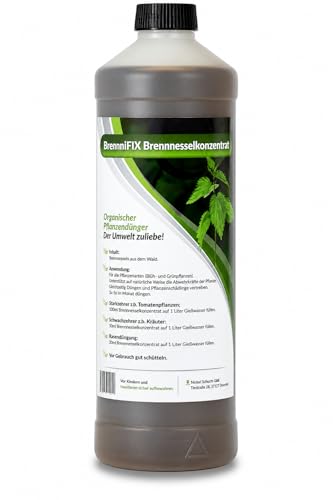 BrennniFIX organischer Dünger für alle Pflanzen-Arten Gemüsedünger flüssig aus Brennnessel-Konzentrat Brennesseljauche zur Blattlaus-Bekämpfung Tomatendünger 1L