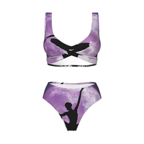 Bikini de danza para mujer con corte de pierna alta y diseño triangular de dos piezas 5