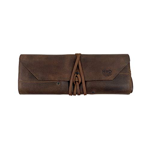 Hide & Drink, Leather Big Tool Roll Up Bag (12 Slots), Portable Carry On Pouch, Workshop Storage, Woodworking Tools Organizer, Vintage Style, Handmade (Bourbon Brown) #TOP4
