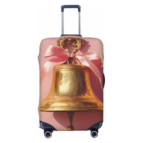 Large Golden Bell With A Ribbon Elastic Travel Luggage Covers Dustproof Scratch-Resistant Suitcase Protector Fit 22-24 Inch