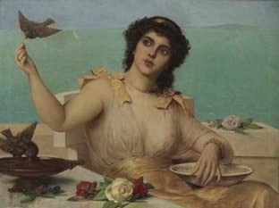 Lienzo de Leon Herbo Dando de comer a los estorninos para decorar salones elegantes