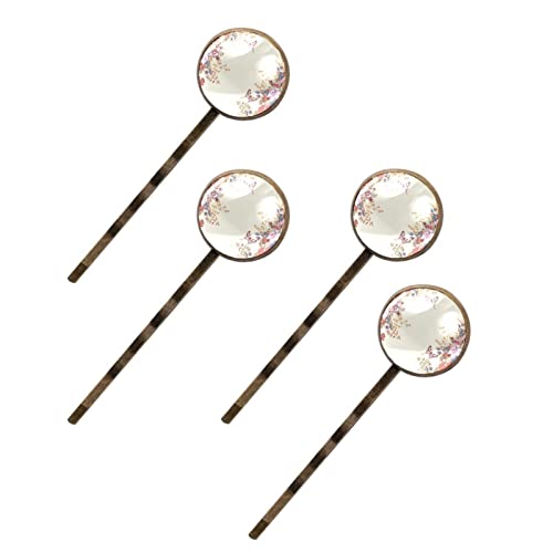 Épingles à cheveux haut de gamme en métal Lot de 4 pinces fleurs et papillons ciselés