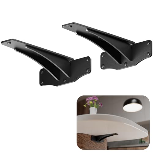 Starby Titan Heavy-Duty Support Brackets for Granite Countertops - Solid, Welded, Low Profile, Slim Design with 500 Lb Capacity - Ideal for Floating Shelves - 2 Pack