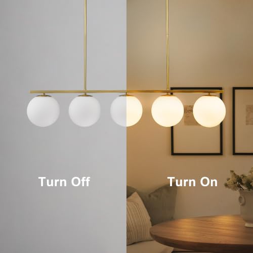 Image of 40.94 inch Gold Linear Chandelier with 7.09 inch Milk Glass Globes Shade