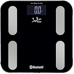 Báscula Jata No Funciona Jata 593 - Báscula de Baño Digital Grasa Corporal, Pantalla LCD, Alta precisión, Capacidad de 180 kg, Plataforma de Vidrio, Apagado Automático, Báscula Bluetooth Inteligente con App, Negro