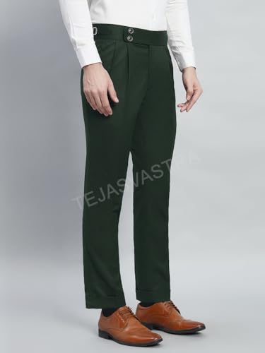 Image of FASHIONEMPIRE Men's Formal Trousers Front Pleated Double Button Gurkha Zion Pant Slim Fit | Stylish Formal Pant for Party and Casual Wear
