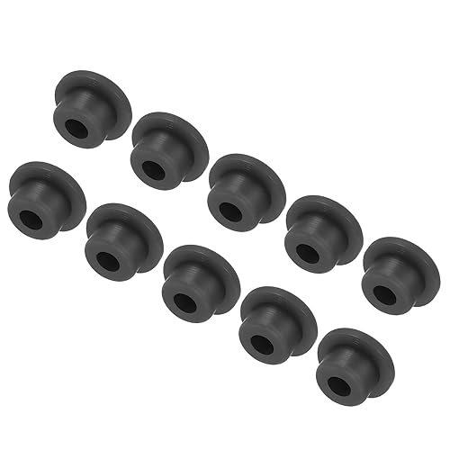Image of UXCELL High Temp Silicone T-Shaped Rubber Stopper - Dia 18mm /0.7 inch, Black, Pack of 10 (OD 26mm) - Waterproof & Sealing Plugs for Powder Coating & Plating