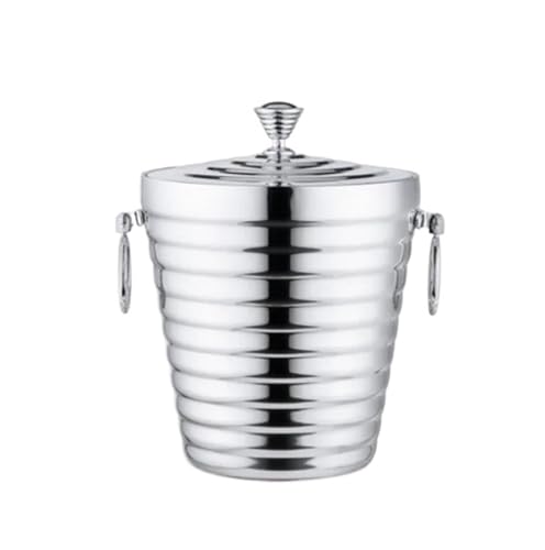 Seau à glace isotherme en acier inoxydable double paroi au fini miroir