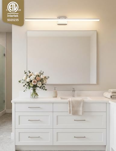 Image of VOLISUN Modern Bathroom Vanity Light 48 inch, Rotatable, 40W Dimmable 5CCT Led Bathroom Light Fixture Over Mirror, Brushed Nickel Bar Vanity Light for Bathrooms Mirror Restroom-ETL Certificated