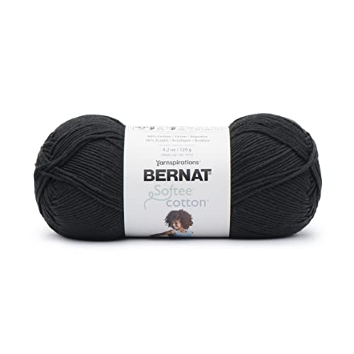 Image of Bernat Softee Cotton Black Yarn - 3 Pack of 120g /4.25oz - Nylon - 3 DK (Light) - 254 Yards - Knitting, Crocheting & Crafts