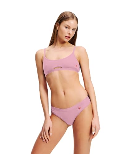 Karl Lagerfeld Bralette Ikon Rib Peephole femme en maille côtelée noire