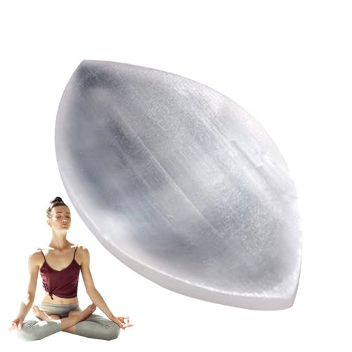 Ciotola di selenite per ricarica di cristalli - vassoio per piastra del supporto cristallino | Decorazione per la casa Gypsum naturale bianco per sbavature, guarigione, pulizia, preghiera