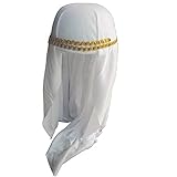 Loftus International Adult Aladdin Arabian Desert Prince Keffiyeh Hat w/ Gold Braid Accents ,One Size ,White