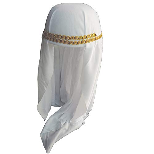 Loftus International Adult Aladdin Arabian Desert Prince Keffiyeh Hat w/ Gold Braid Accents ,One Size ,White