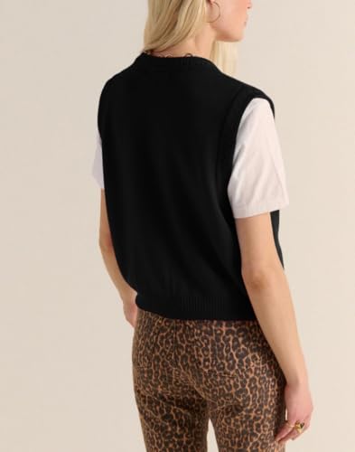 Image of Women Christmas Sweater Vests Santa Claus Print Sleeveless Knit Cardigan Vest Christmas Holiday Tank Top