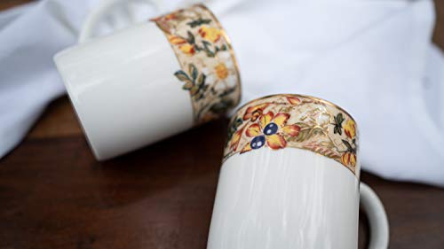 Image of Dankotuwa Luxury Porcelain 24k Gold Coffee Mugs | Tea Cups. Vegan | Scratch Resistant | Hard Chip Resistant. Dishwasher Safe. Set of 2 (250 ml)
