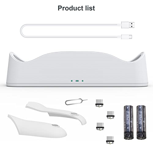Ba1 Charging Dock For 2 Magnetic Charging Station With 2 Color Led Indicator Light Wall Mount Magnetic Base Charger Charging Stand With Usb-C Charge Cable Ba1(White) #TOP2