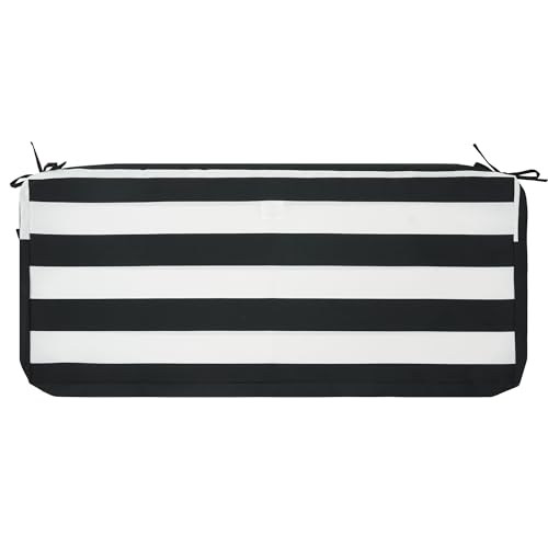 FUNHOME Outdoor Bench Cushion Cover 42 x18 x 3 inch,Water Resistant Cover with Zipper&Ties,Fade-Resistant Slipcover,Patio Porch Swing Cushion Cover Replacement Only,No Insert(Black White)