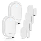 Wireless Doorbell Detector for Doors and Windows, 39 Ratios, 2 Alarm Bells 4 Pairs of Door Sensors, Alarm System for Home Security, White