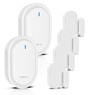 Wireless Doorbell Detector for Doors and Windows, 39 Ratios, 2 Alarm Bells 4 Pairs of Door Sensors, Alarm System for Home Security, White