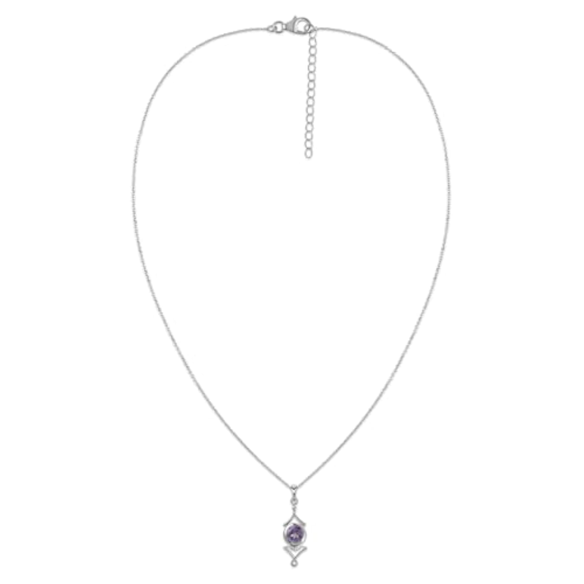 Women's 925 Silver Natural Gemstones Elegance Pendant Necklace