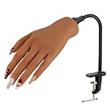 Nail Pratice Training Hand for Acrylic Nails with Stand Bracket,Soft Silicone Maniquin Hand, Flexible Bendable Nail Practice Fake Hand for Nails Art Practice Tool
