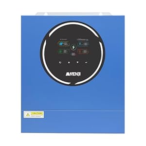 ANJ 5000W Hybrid Wechselrichter 48V 230V Pure Sine Wave, Integriertes WLAN, 2 AC-Ausgänge, 100A MPPT Solar Laderegler, PV 60-500Vdc, Off-Grid Inverter für Lithium (LiFePO4) & Blei-Batterien, Notstrom