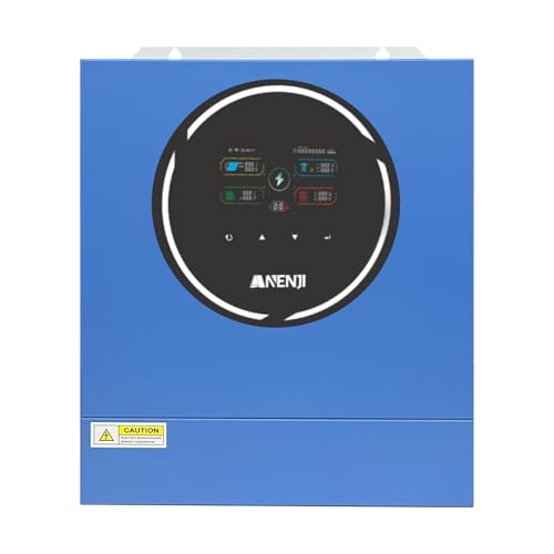 ANJ Inversor Híbrido 4,2kW 24V 230V Onda Sinusoidal Pura, WLAN Integrado, 2 Salidas CA, Regulador Solar MPPT 100A, PV 60-500Vcc, Inversor Aislado para Baterías de Litio (LiFePO4) y Plomo