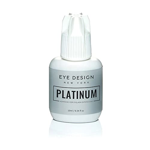 Eye Design Platinum Eye Lash Glue for Eyelash Extensions - Professional Adhesive Eyelashes Extensions Long Lasting Glue for Individual Lashes - Super Strong Bond & 0.5-1 Sec Drying Time 10 ml