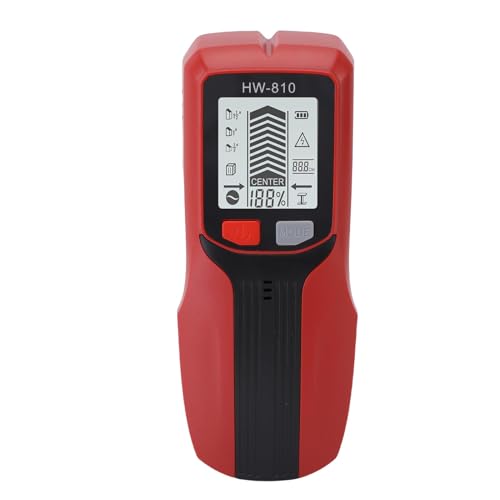 Détecteur de montants CHEOTIME, scanner mural, détecteur de montants, détecteur de faisceau, écran LCD et alarme sonore pour le centre et le bord du bois, du fil CA (Rouge)