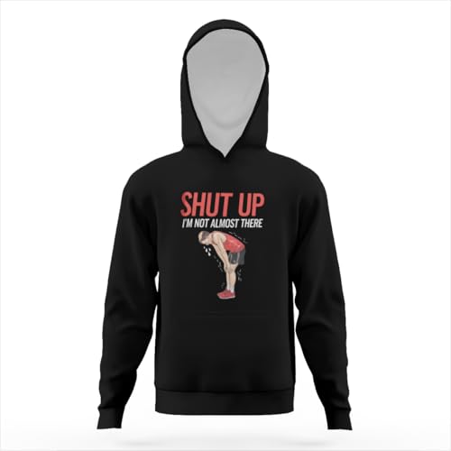 Funny Running I'm not almost there Gym Fitness Hoodies for Teen Girls Boys Lightweight Kangaroo Pocket Sweatshirt3