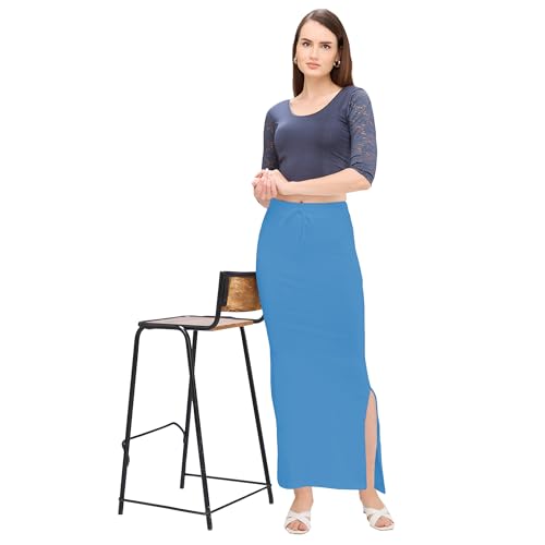 Image of DESI GIRL Cotton Lycra Stretchable Saree Shapewear Petticoat with Drawstring for Women | Fishcut Saree Petticoat with Side Slit for Easy Movement | Saree Shaper | Long inskirt