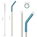 Senneny Set of 5 Stainless Steel Straws with Silicone Flex Tips Elbows Cover, 2 Cleaning Brushes and 1 Portable Bag Included (Silver)- 8mm diameter